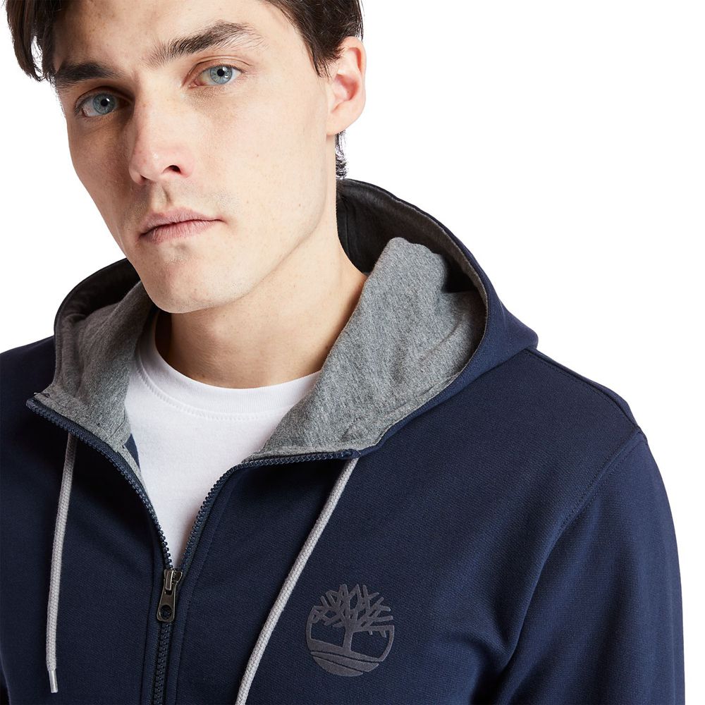 Timberland Mens Sweatshirts TBL® Full-Zip Logo - Navy - India YW9204156